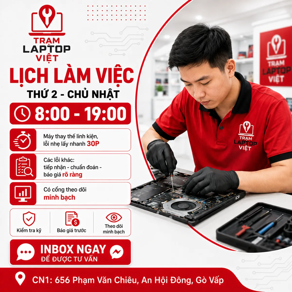 Bảng giá sửa laptop tại Trạm Laptop Việt